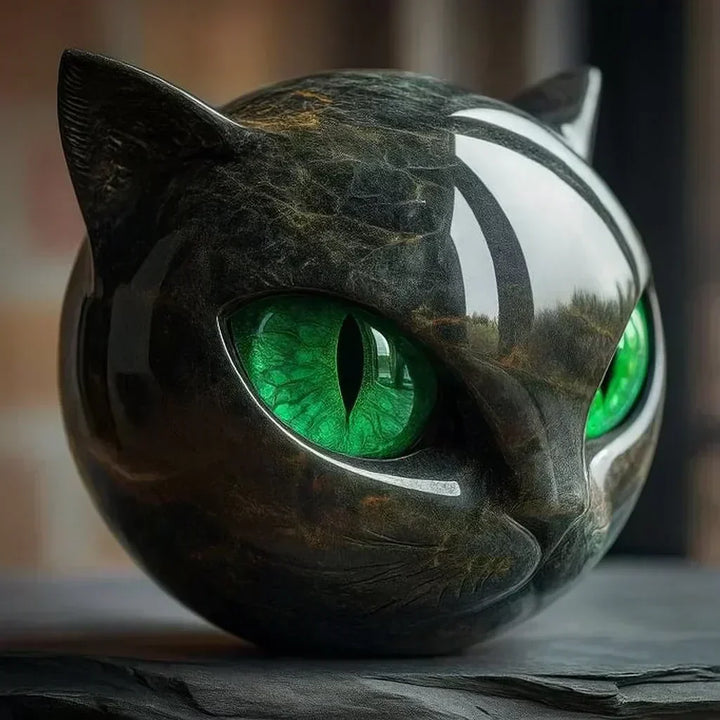 NyxCharm – Mystical Black Cat Head Sculpture