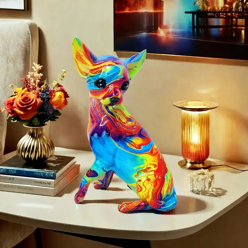 Vibrant Resin Chihuahua Table Lamp