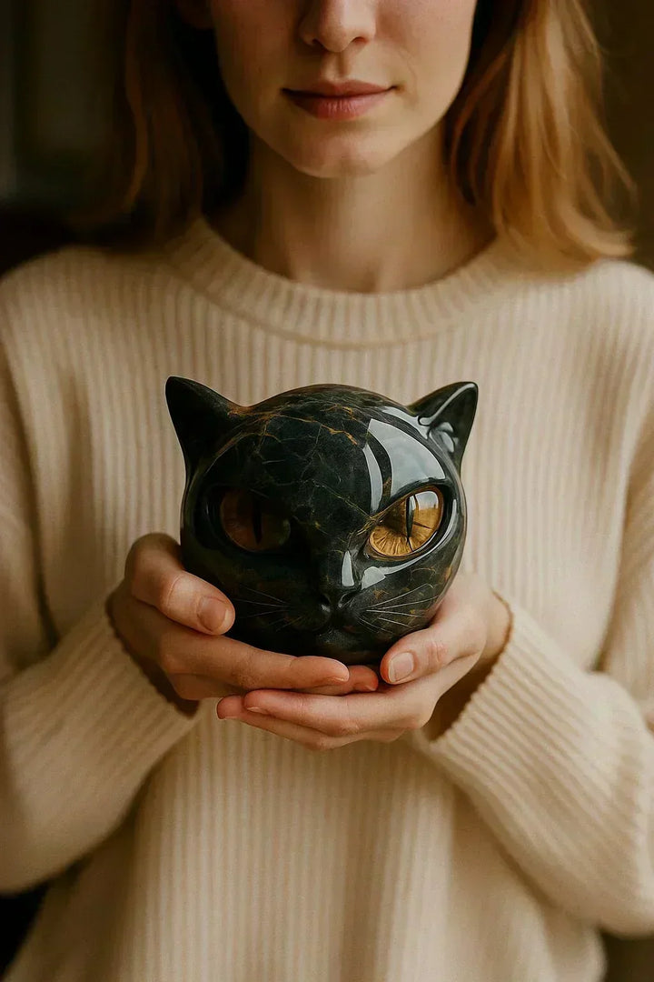 NyxCharm – Mystical Black Cat Head Sculpture